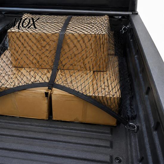 Vehicle Cargo Containment Truck Net, Bed Organizer Stretchable Elastic Net Luggage Holder with 4 Hooks for Pickup Bed, SUV Trunk Flexible Restraint