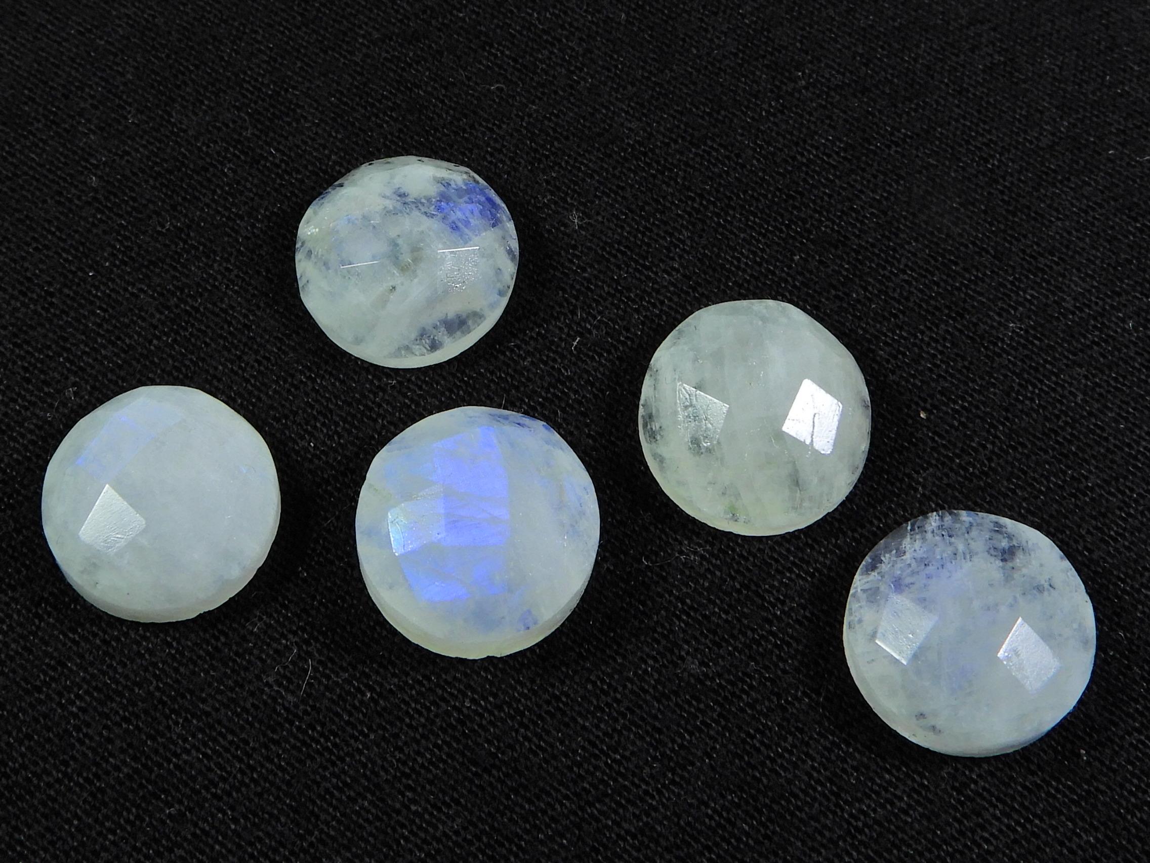 

12X12 мм радужный лунный камень с круглой огранкой и плоской задней частью, 5 шт., лот RML-857