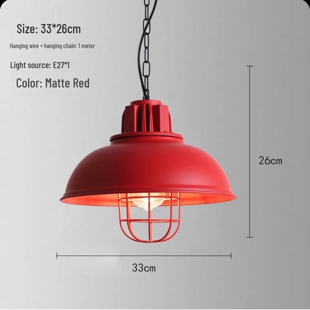 Red Retro Nordic Industrial Chandelier - Ideal for Milk Tea Shops, Bars, Restaurants, and Cafes.