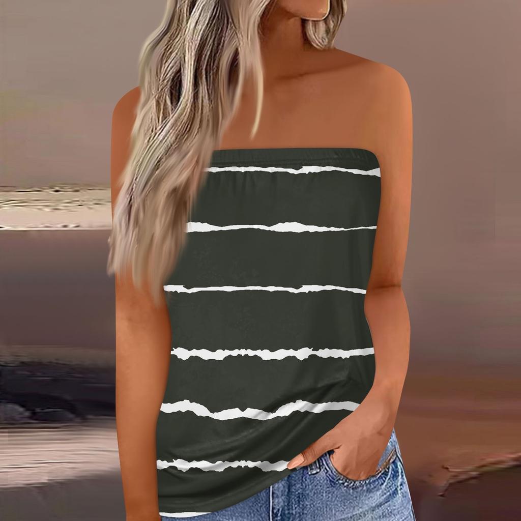 Women's Summer Sexy Tube Top Off Shoulder Sleeveless Tops Strapless Beach Vest Bandeau Shirt Backless Sexy Tops