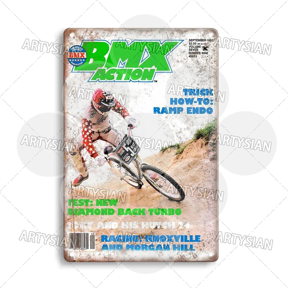 Vintage BMX Bike Metal Sign Bicycle Motocross Plaque Racing ACS TUF Pedals Procraft Kuwahara Raleigh Mongoose Dyno Diamond Back