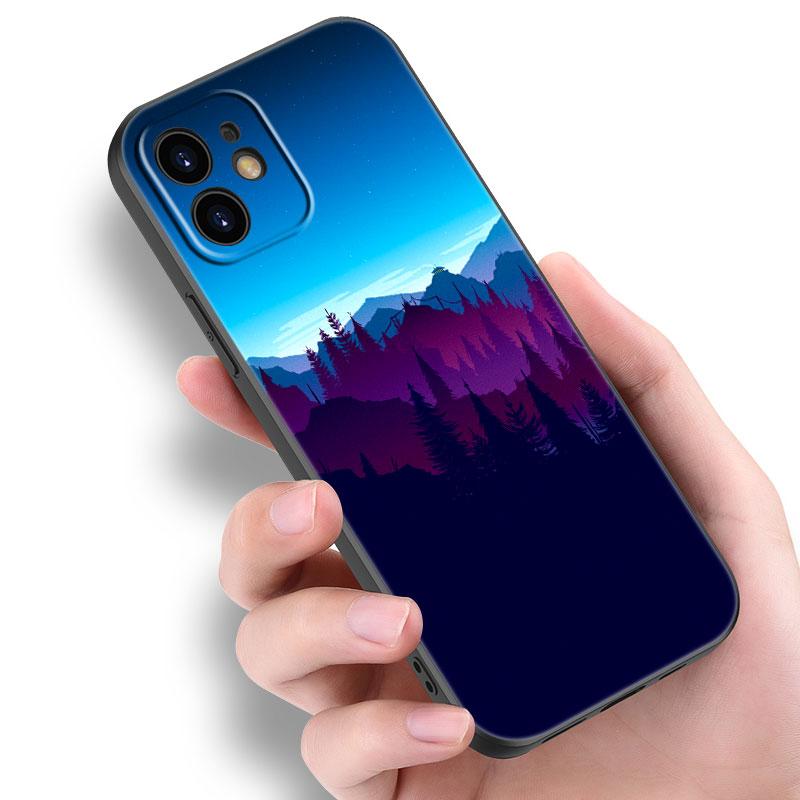 Deep Forest Firewatch Phone Case For Apple iPhone 14 13 12 Mini 11 Pro Max 7 8 XR X XS 7 8 Plus SE 2020 2022 Black Cover