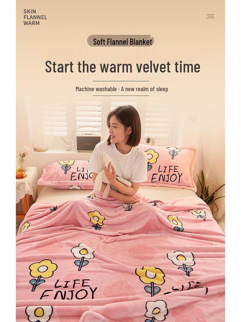 Dual-Use Flannel Throw & Bed Sheet: Thick, Warm, Winter & All-Season Blanket for Dorm or Home, Single/Double
