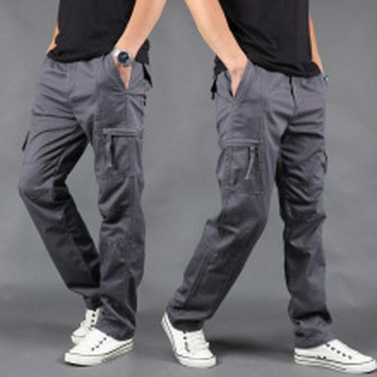 Men's Outdoor Multi-Pocket Loose Cargo Pants - Plus Size Cotton Straight Leg