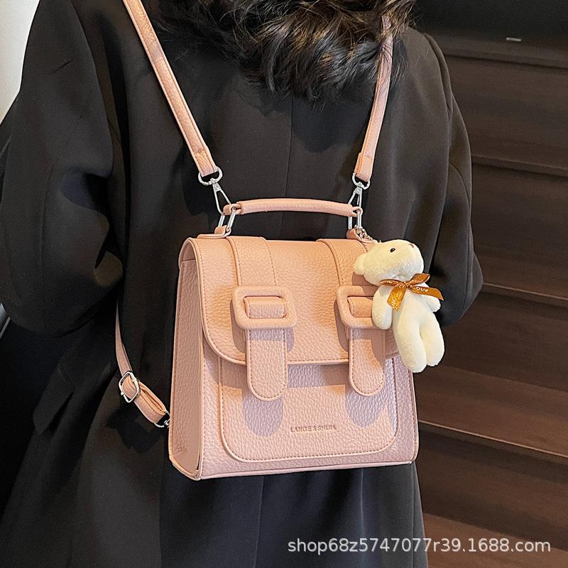 Premium Texture Foreign Style Cambridge Bag Women's 2025 New College Style Contrasting Color Backpack Commuter Shoulder Messenger Bag