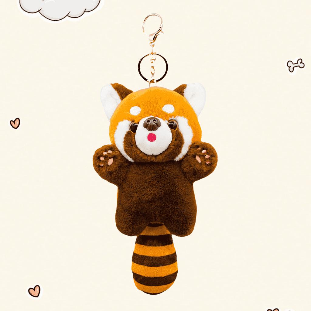 Cute Cartoon Red Panda Plush Toys Pendant Little Raccoon Doll Keychain Doll Playground Raccoon Stuffed Backpack Decor Gifts Kids