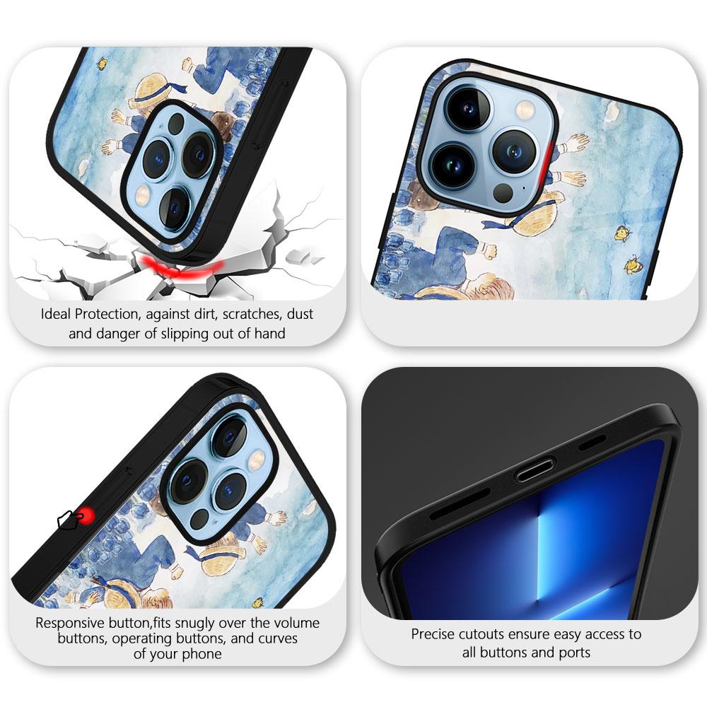 Cartoon Girl And Boy Case For Iphone 14 13 12 11 Pro Max Mini Xs Xr X 7 8 6s Plus Se 2022 Tempered Glass Cover Protection Shell