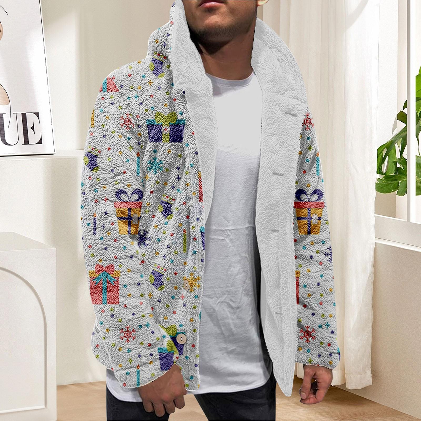 

Худі для чоловіків Оверсайз Худі Пальто Куртка Светр Топи Верхній одяг Зима На ґудзиках Кардиган XXXXL білий