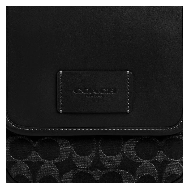 COACH LUCAS 16 detachable shoulder strap denim and calfskin crossbody bag mini men's silver black