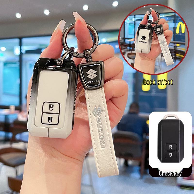 Metal Leather Keychain Shell for Suzuki Hustler, XL7, Solio, Mini Cars