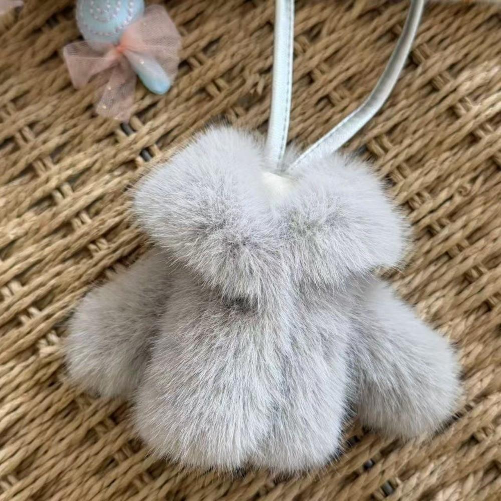 Unique Multipurpose Faux Rabbit Fur Keychain Clothing-Shaped Soft Fluffy Pendant Key Ring Cute Small Size Bag Charm Women