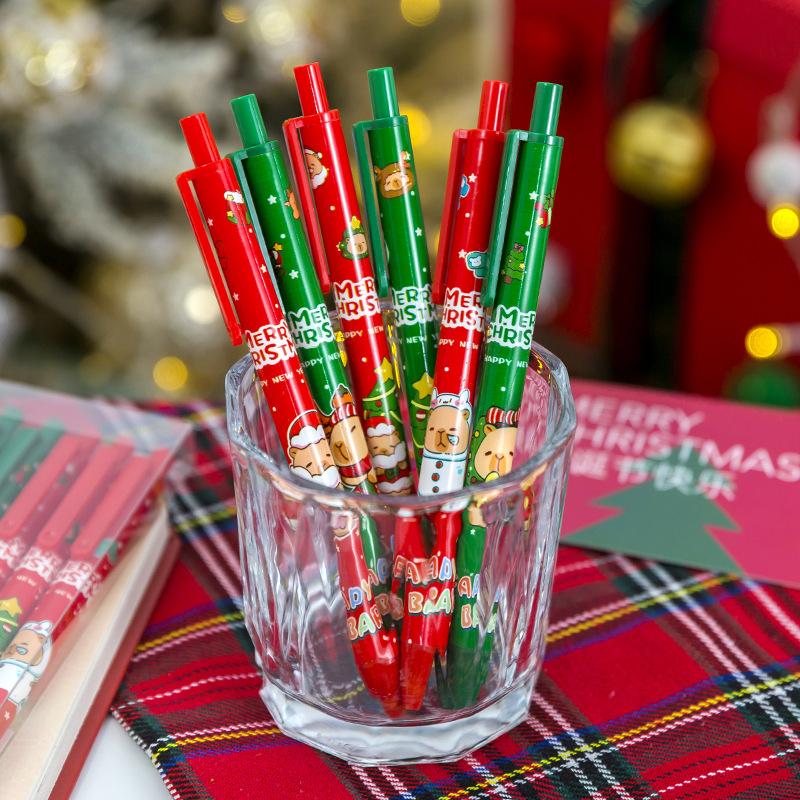 5/10/15 szt. Uroczy świąteczny kapibara żelowy długopis 0,5 mm czarny kreskówkowy długopis z przyciskiem długopis do pisania artykuły szkolne biurowe artykuły papiernicze prezenty