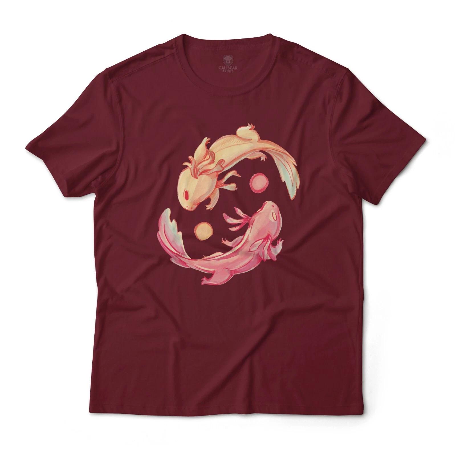 Axolotl Yin and Yang Paint Aesthetic Art Graphic T-T-Shirt Lightweight Cotton Tee 2XL
