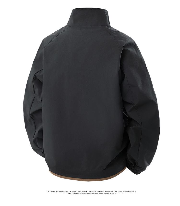 Veste pour homme grande taille à col montant – Vêtement de travail tendance pour l'extérieur Printemps & Automne