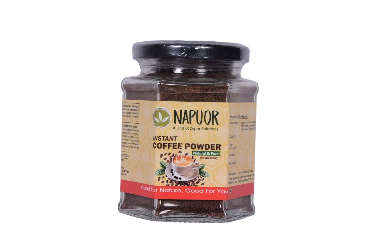 

Органический растворимый кофе Napuor | Сублимированный | Ароматный кофе с плантаций Южной Индии | Премиальные зерна Арабики для насыщенного вкуса