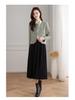 Women's French Style Round Neck Wool Tweed Jacket