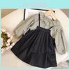 Trendy Korean Style Girls Two Piece Outfit Set For Autumn With Long Sleeves And Floral Top