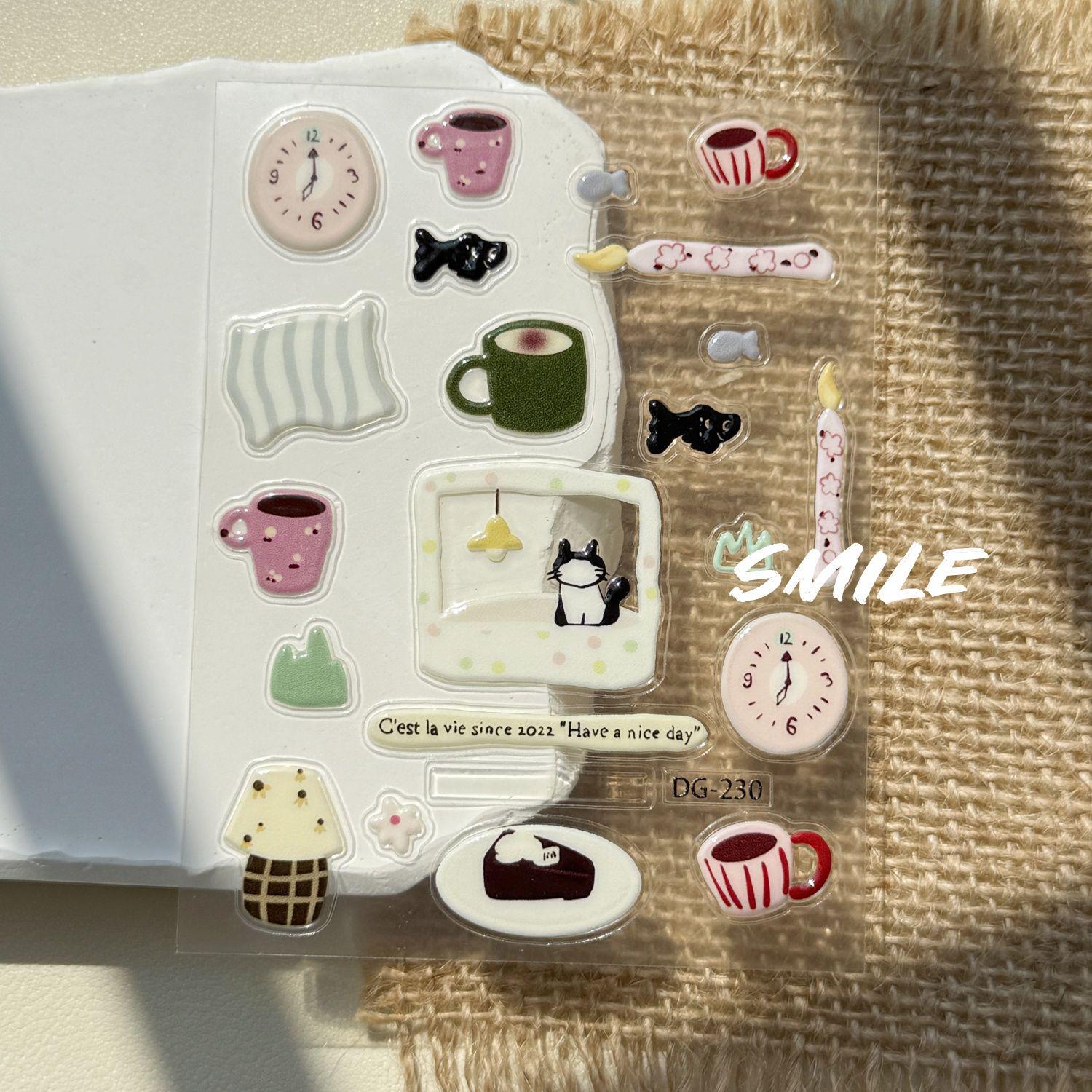 Kitten Life 3D Jelly Stickers: Girly Cute DIY Phone & Computer Decor Little Kitten Life Jelly Sticker [1 piece]