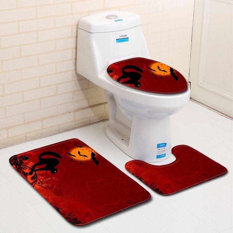 Halloween Bathroom Toilet Three-Piece Floor Mat Doormat Bathroom Carpet