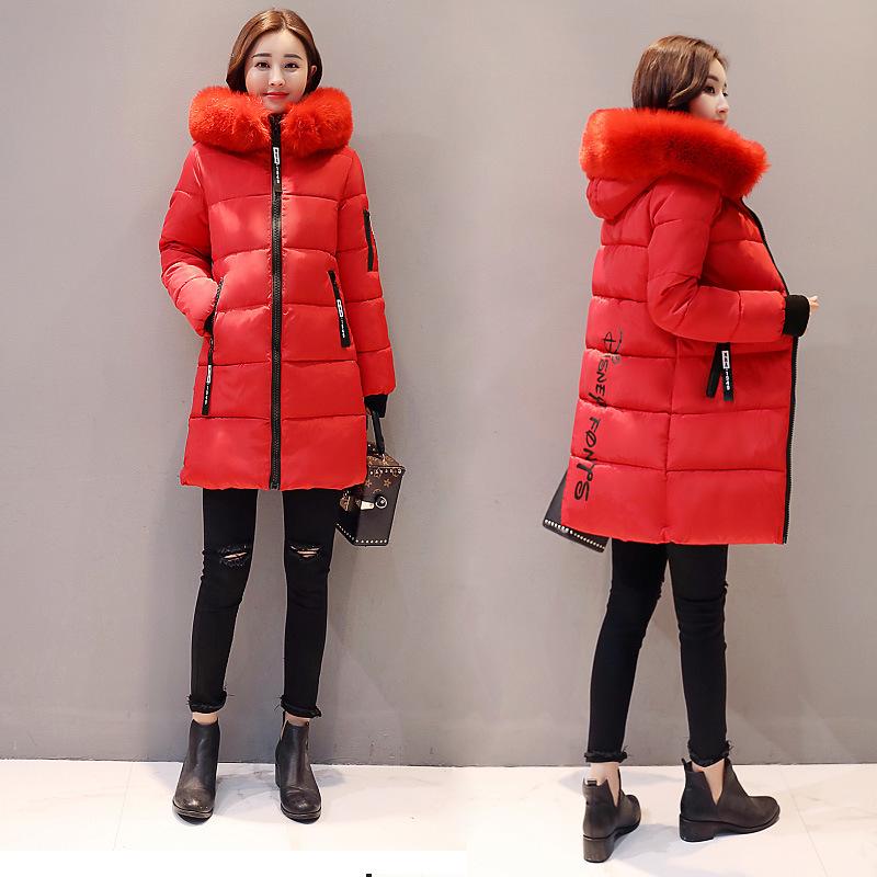 Padded clothes women's coat new winter slim-fitting thickened long padded clothes women's big fur collar padded jacket
