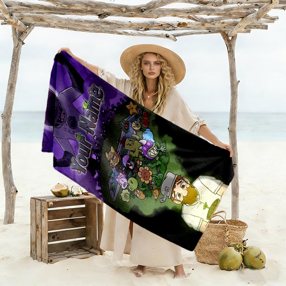 Plants Vs. Zombies Customize Your Name Beach Towel Soft Durable Quick-Dry Suitable for Swimming Gym Camping Yoga Vacation