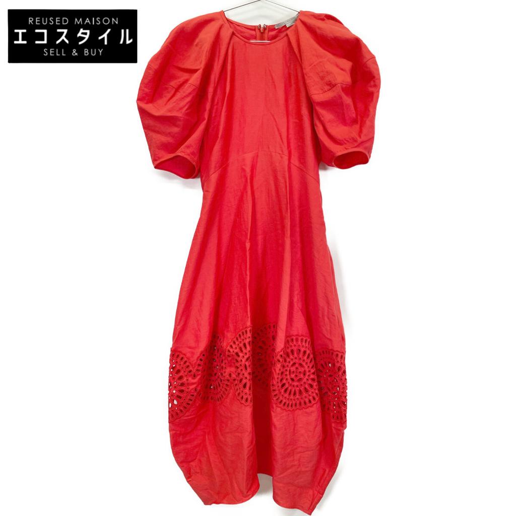 STELLA McCARTNEY 6A0122 3BU304 Red Bride Anglaise Puff Sleeve Dress dress 36 RedUsed