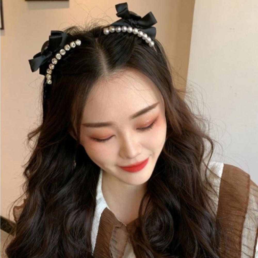 New Arrivals Open Run Pearl Hair Pin Bling Ballecore Ribbon Clip