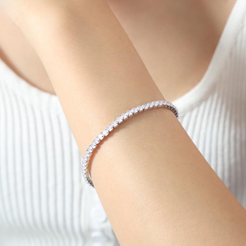 Colorful Elastic Zircon Bracelet: 18K Gold-Plated Titanium Steel, Versatile & Elegant for Women