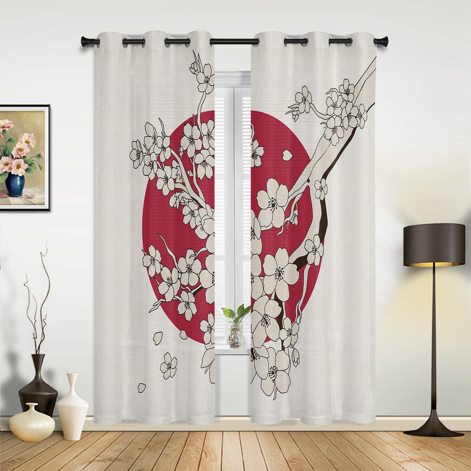 Японская Сакура Солнце Простые Ретро Современные Шторы Для Окна Гостиной Спальни Шторы — фото 3