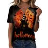 Women Casual V Neck Button Front Halloween Print T Shirt Top Three Quarter Sleeve Lightweight Soft Fabric Relaxed Fit