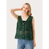 DIMANAF 2026 New T-Shirt Knitting Lace Vest Women Buttons O-Neck Hollow Summer Style Basic Tops Tees Loose Clothing