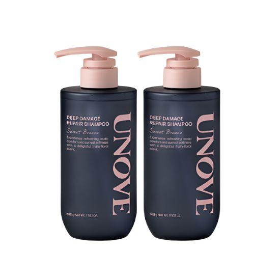 UNOVE Deep Damage Repair Shampoo Sweet Breeze & Rosy Aura Hair Repair Care Set 500g + 500g