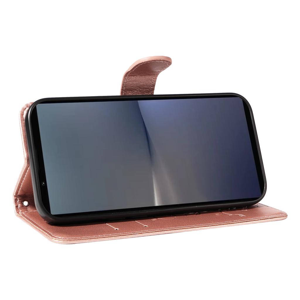 For Sony Xperia 1 VI PU Leather Cases Flower Pattern Wallet Stand Phone Cover with Strap