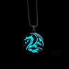 Collana Trendy Dominante da Uomo con Drago di Fiamma Luminoso Ciondolo Drago Collane Gioielli Luminescenti al Buio