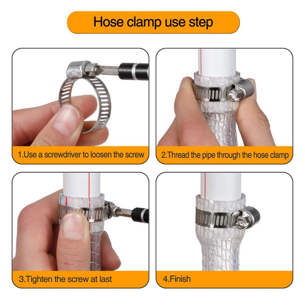 50Pcs 304 Stainless Steel Adjustable Worm Drive Hose Clamps Heavy Duty Pipe Clips for Automotive Fuel Line Gas Tube Plumbing