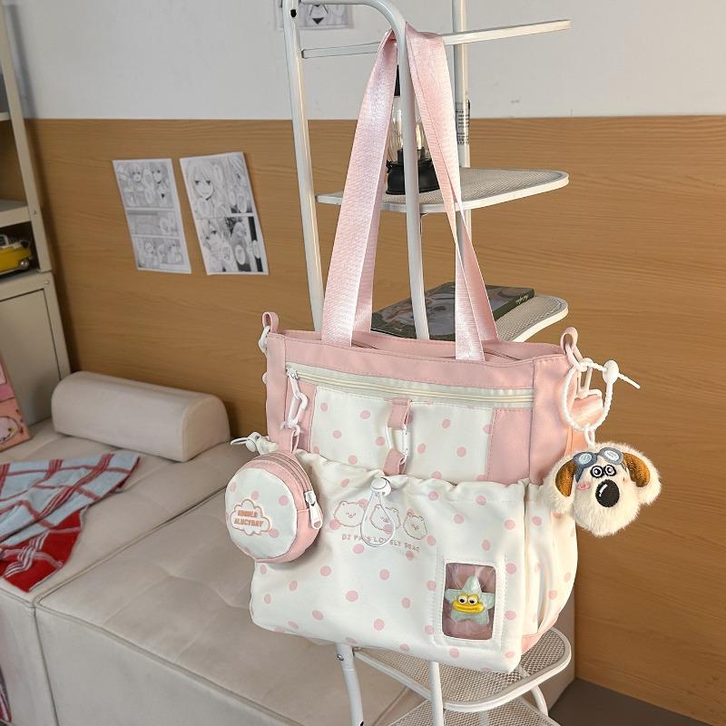 School bag women's new college style Japanese fresh cartoon polka dot backpack junior high school students lightweight travel backpack