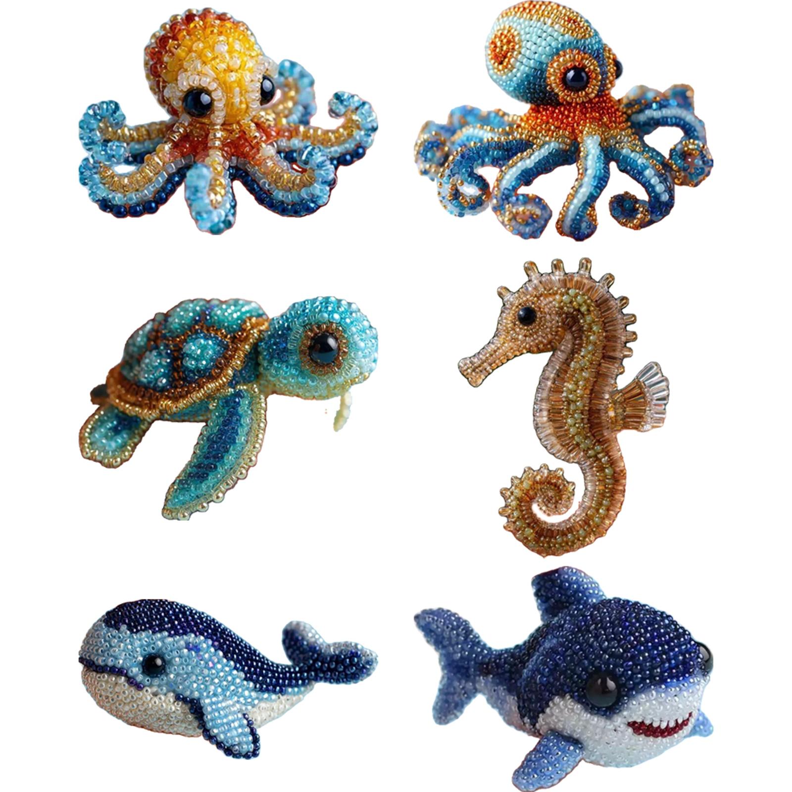 Creative Beaded Embroidery Kit Multi-Purpose Ocean-Themed Bead Embroider Suit Wear Resist Relaxing Beadwork Kit for Craft Lovers