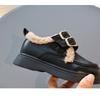 Girls Children Winter Warm Thickened Fleece Lined Casual Leather Shoes