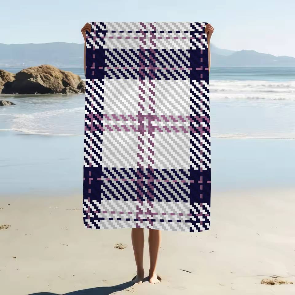 Scottish Tartan Print Beach Towel Colorful Bath Towels For Girl Microfiber Quick Dry Custom Sand Free Beach Yoga Spa Gym Pool