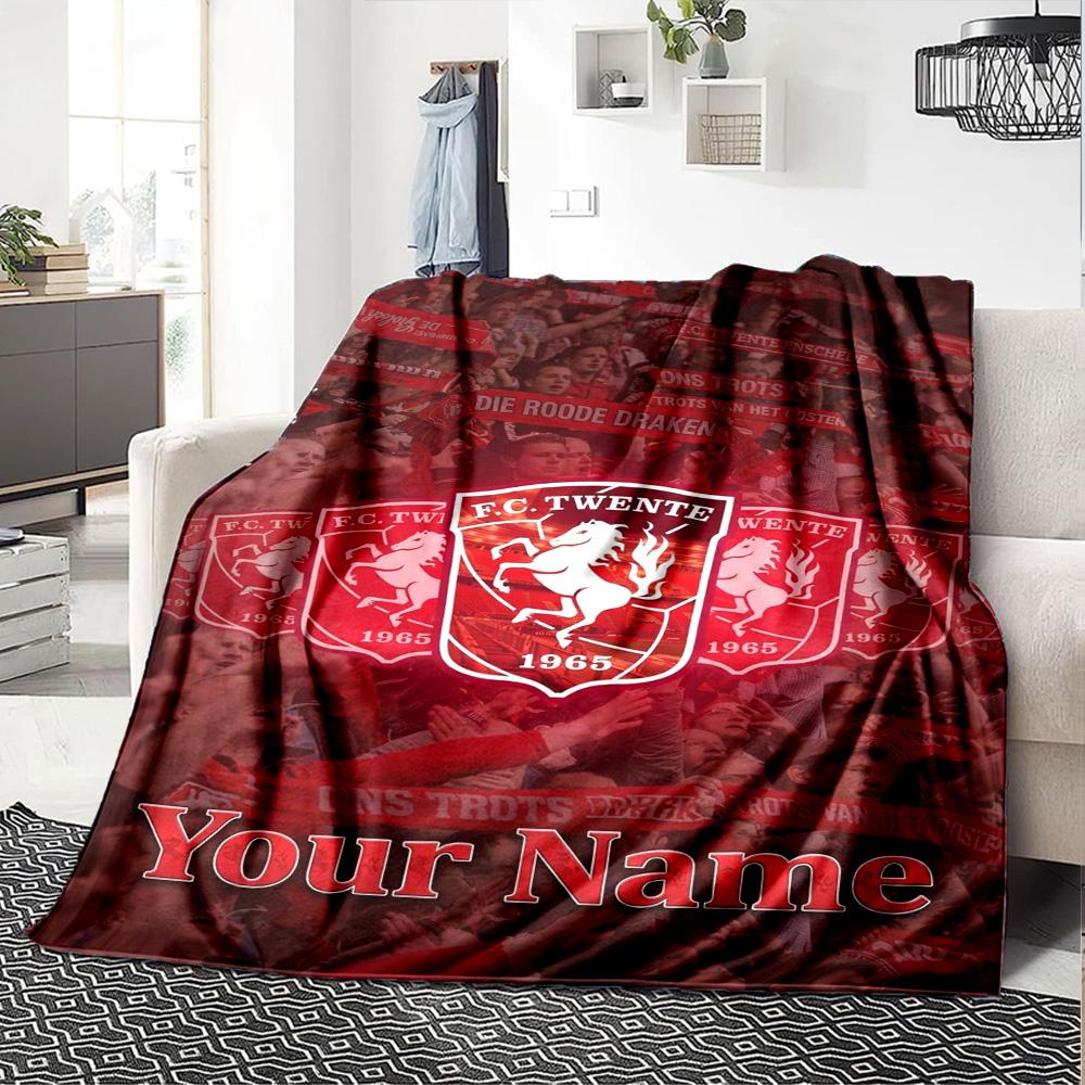 Name Custom FC Twente Print Flannel Blanket High Quality Warm Comfortable Cover for All Seasons Perfect for Gifts Home Decor