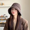 Autumn and winter plaid big eaves bucket hat advanced sense bow basin hat temperament versatile show face small hat women