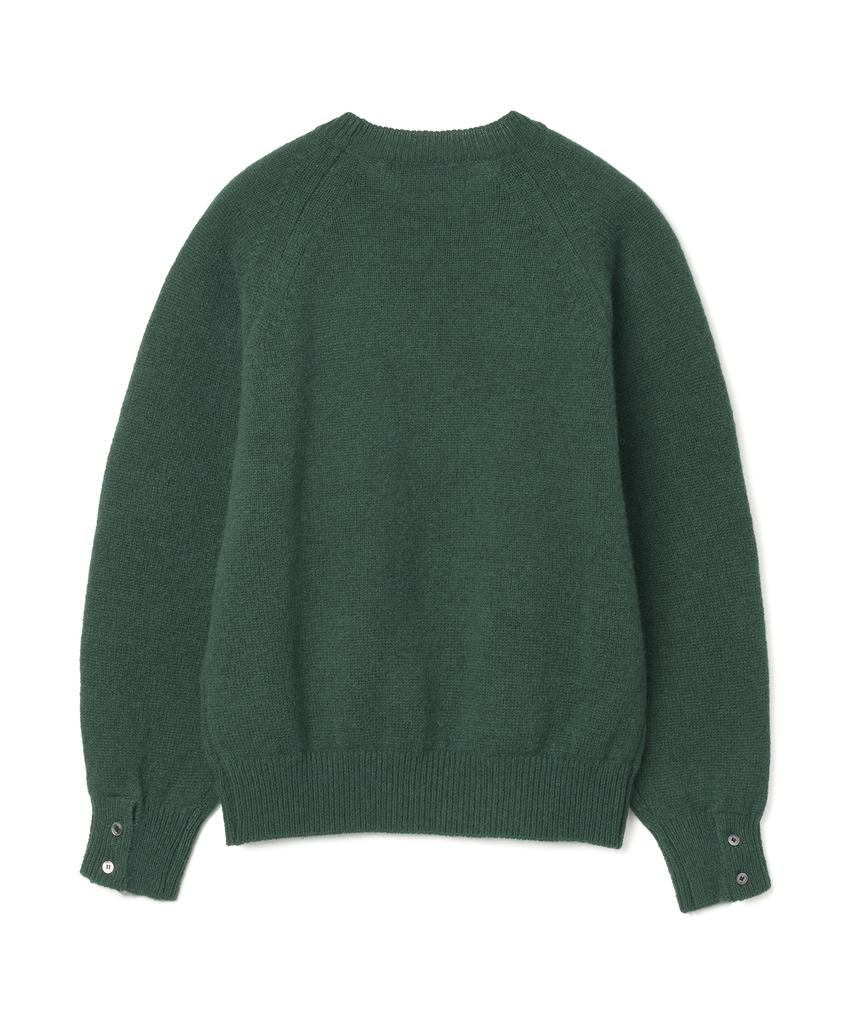 KNITTED Shaggy Dog 100% Wool Round Knit Dark Green