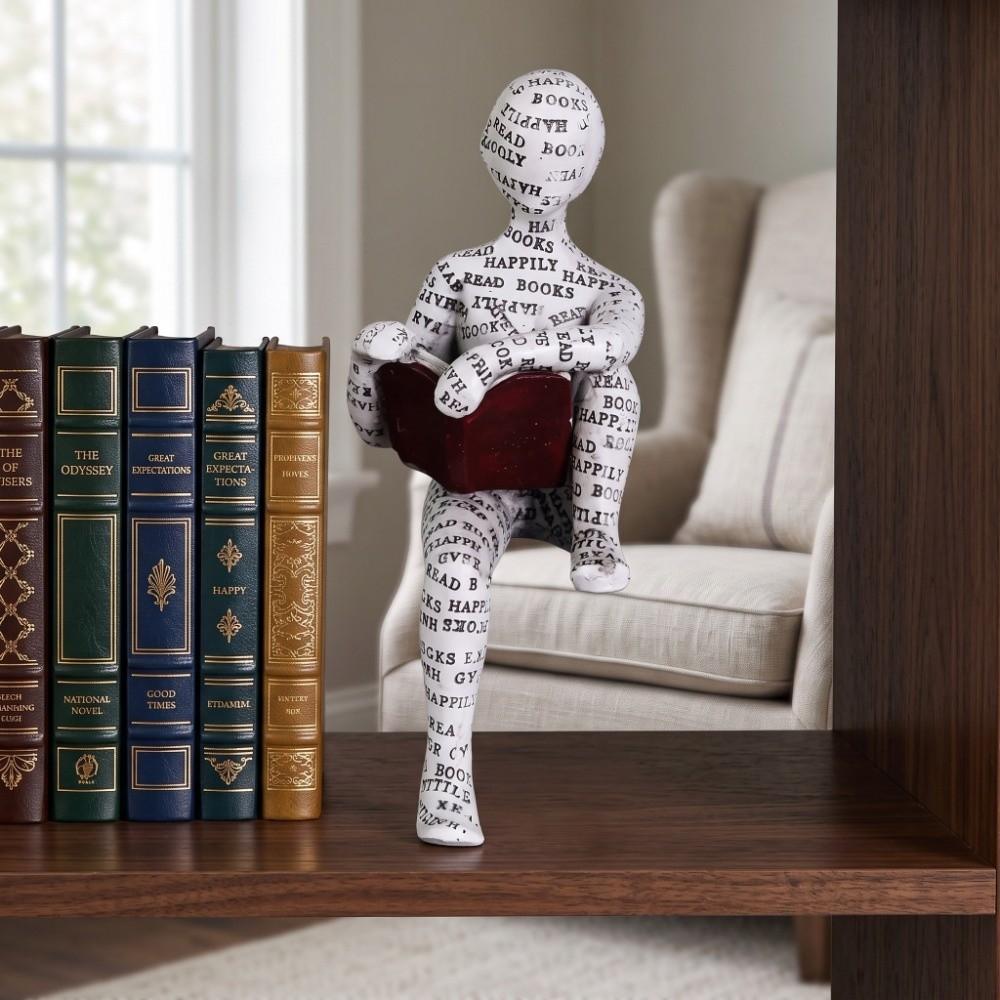 Simple Abstract Reading Character Carving Resin Reading Person Bookshelf Ornament Sitting B