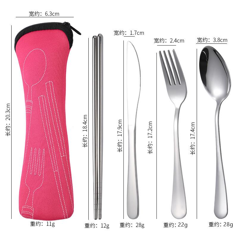 3Pcs Tableware Stainless Steel Cutlery Set Knife Fork And Spoon  Dinnerware  Case Travel Camping Accessories With Portable