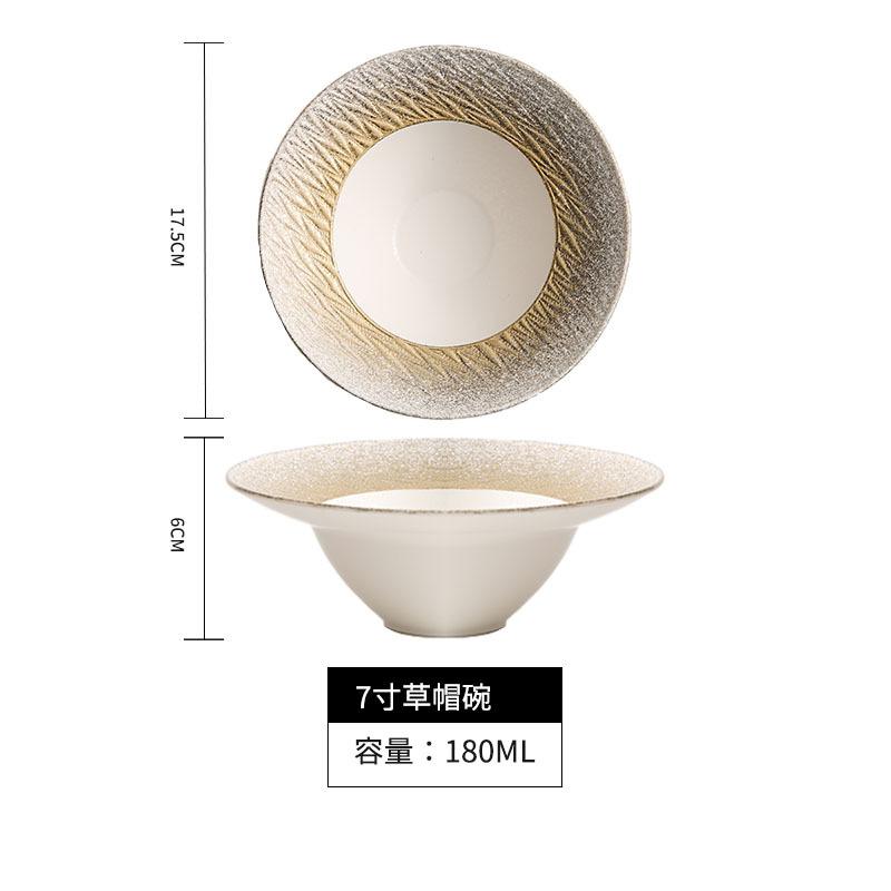 high-end gold-plated tableware light luxury simple salad bowl restaurant special display bowl creative large noodle bowl