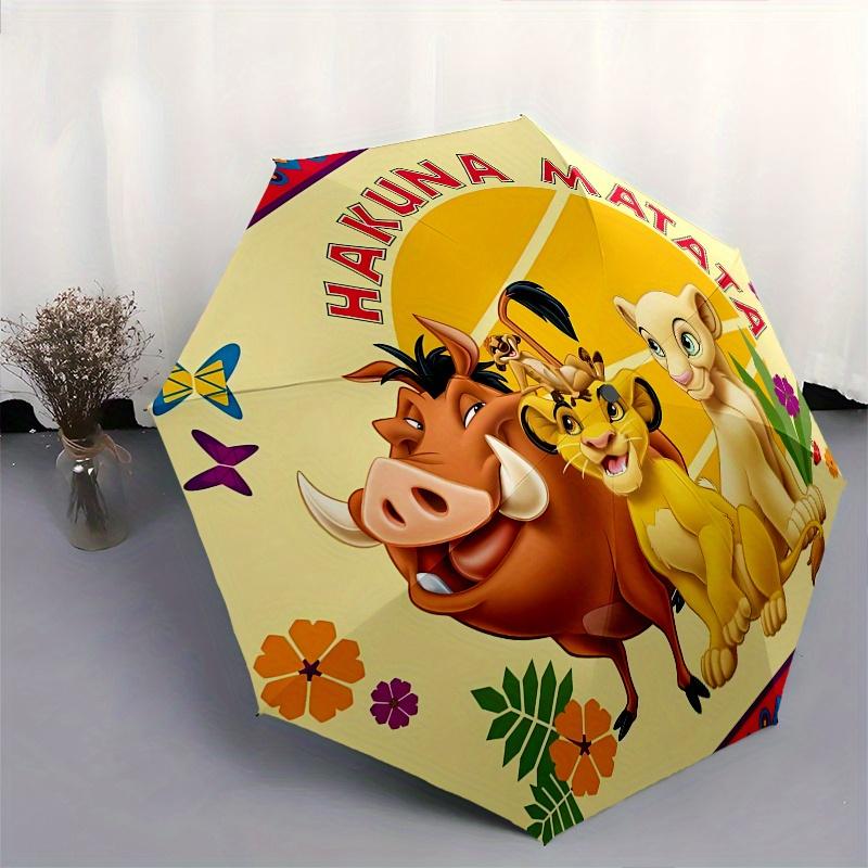 1 Auto Open Lion King Characters Themed Colorful 8-rib Portable Umbrella for Men and Women, A Compact Commuting Companion Suitable for Daily
