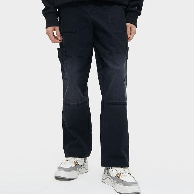 Fila Fusion Solid Color Mid-Waist Cargo Pants Straight Loose Multi-Pocket Work Pants Men Pants Black T11M413801F-BK