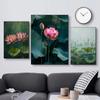 Serenity Lotus Pond Posters Beautiful Lotus Flower Lagical Modern Leaf Prints Canvas Wall Art Pictures Home Living Room Decor