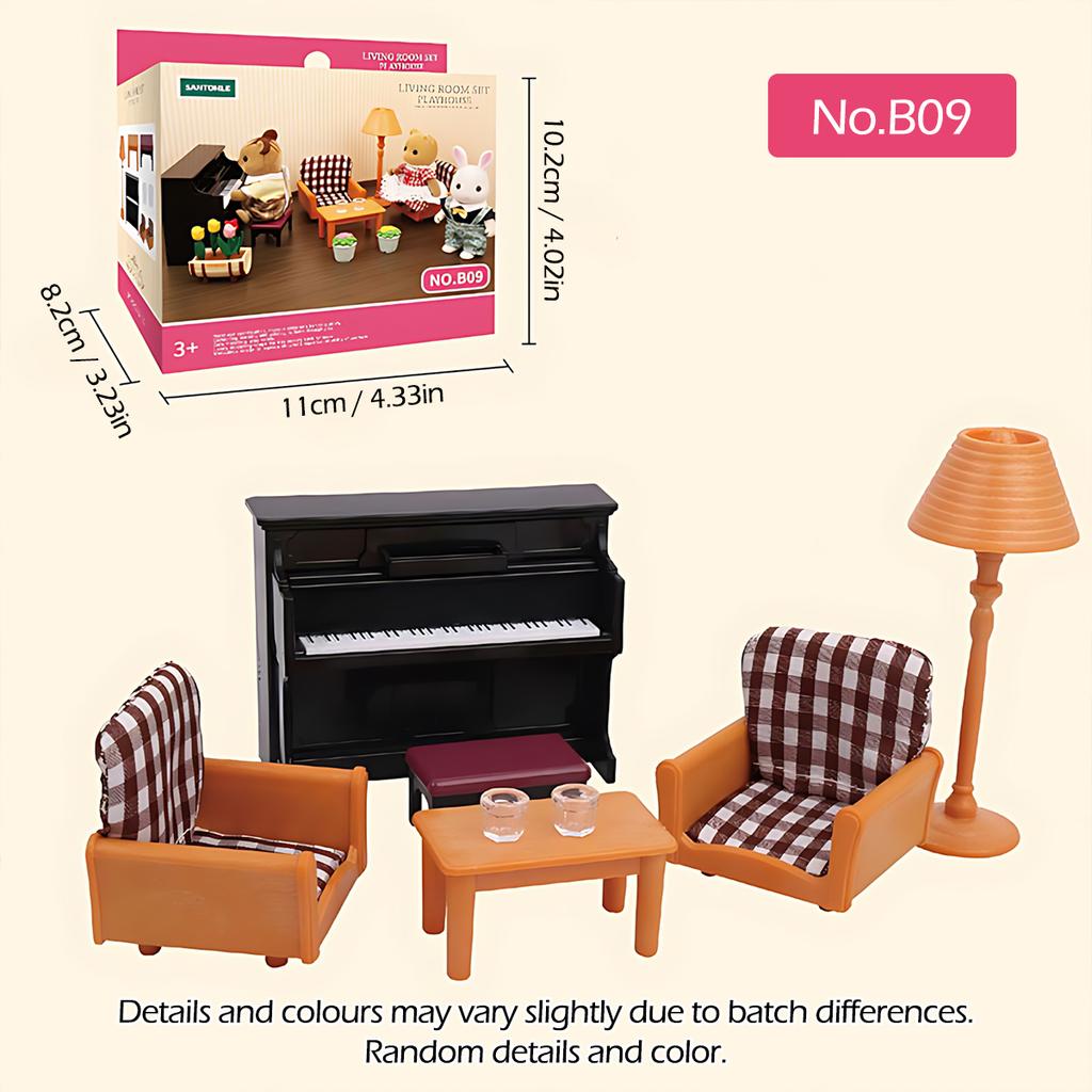 Non-Toxic 1:12 Forest Family Dollhouse Furniture Montessori Miniature Doll House Kitchen Bedroom Bathroom Accessories For Children Gifts