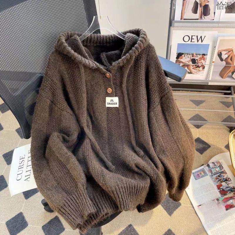 TIFICY Damesmode Casual Herfst Winter Effen Kleur Print Lange Mouw Truien met Capuchon